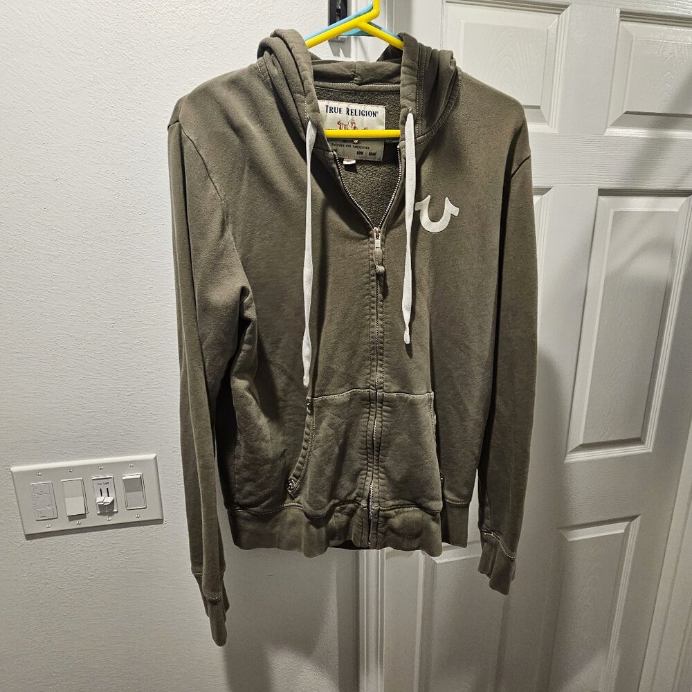 Vintage olive green true religion medium zip up jacket